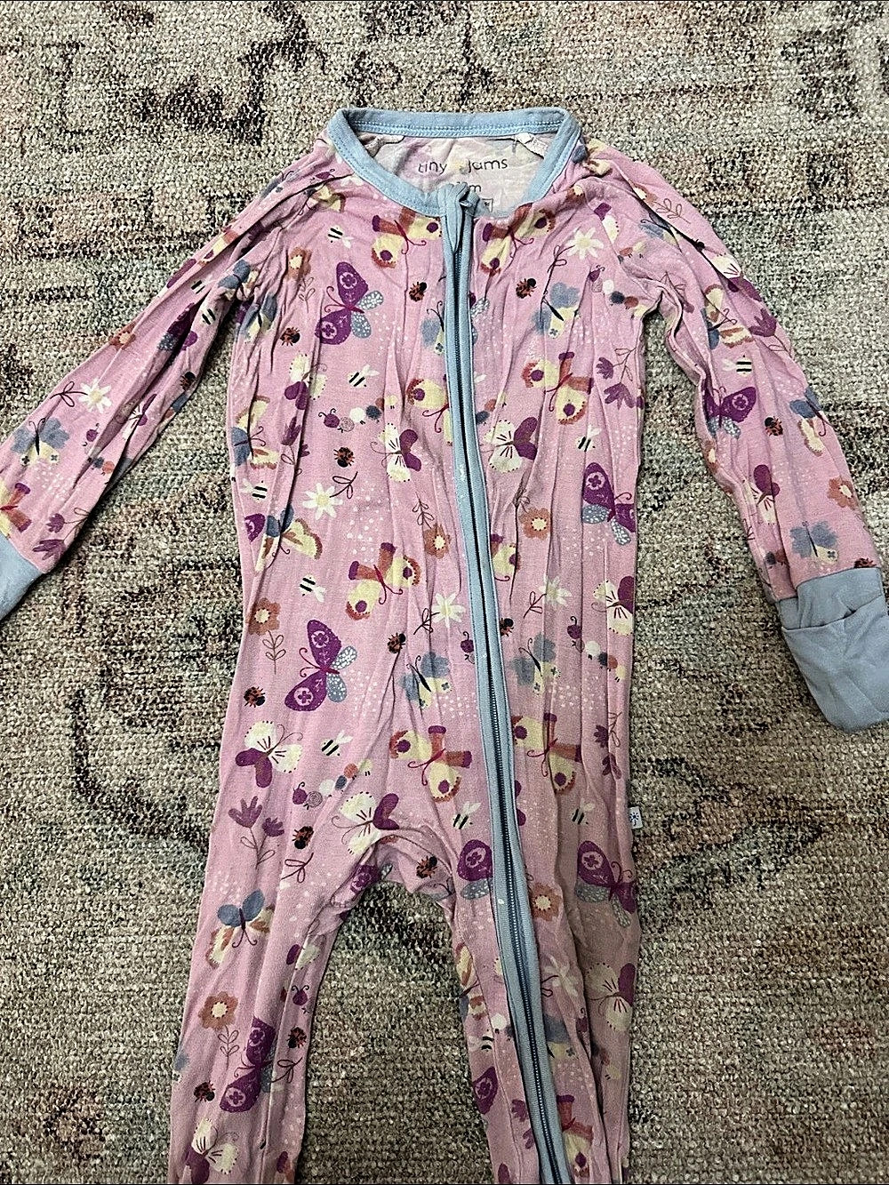 little me Baby Floral Footie in Pink & Blue Size 6-12M Like New